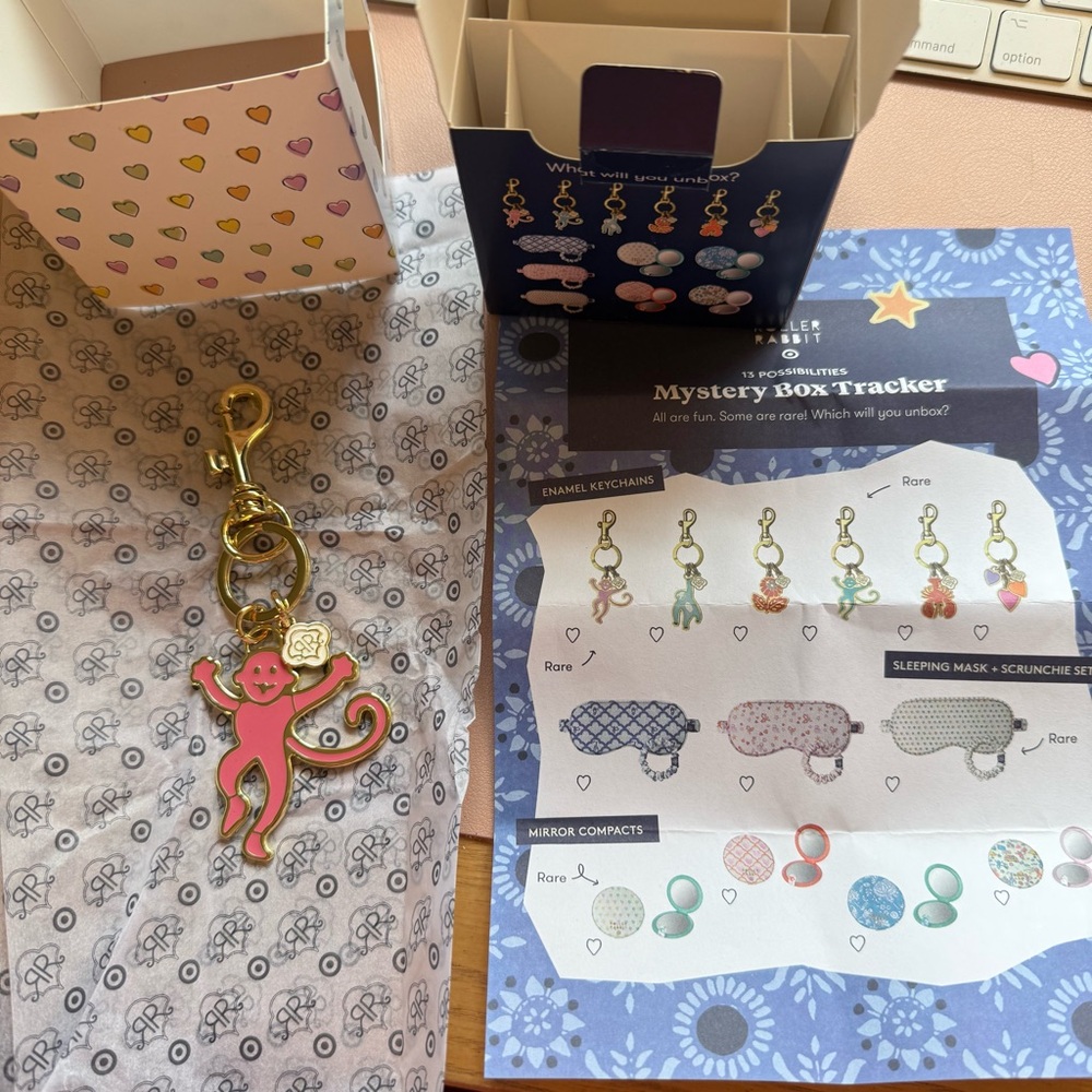 Roller Rabbit x Target Rare Pink Monkey Keychain from Mystery Box - Picture 2 of 6